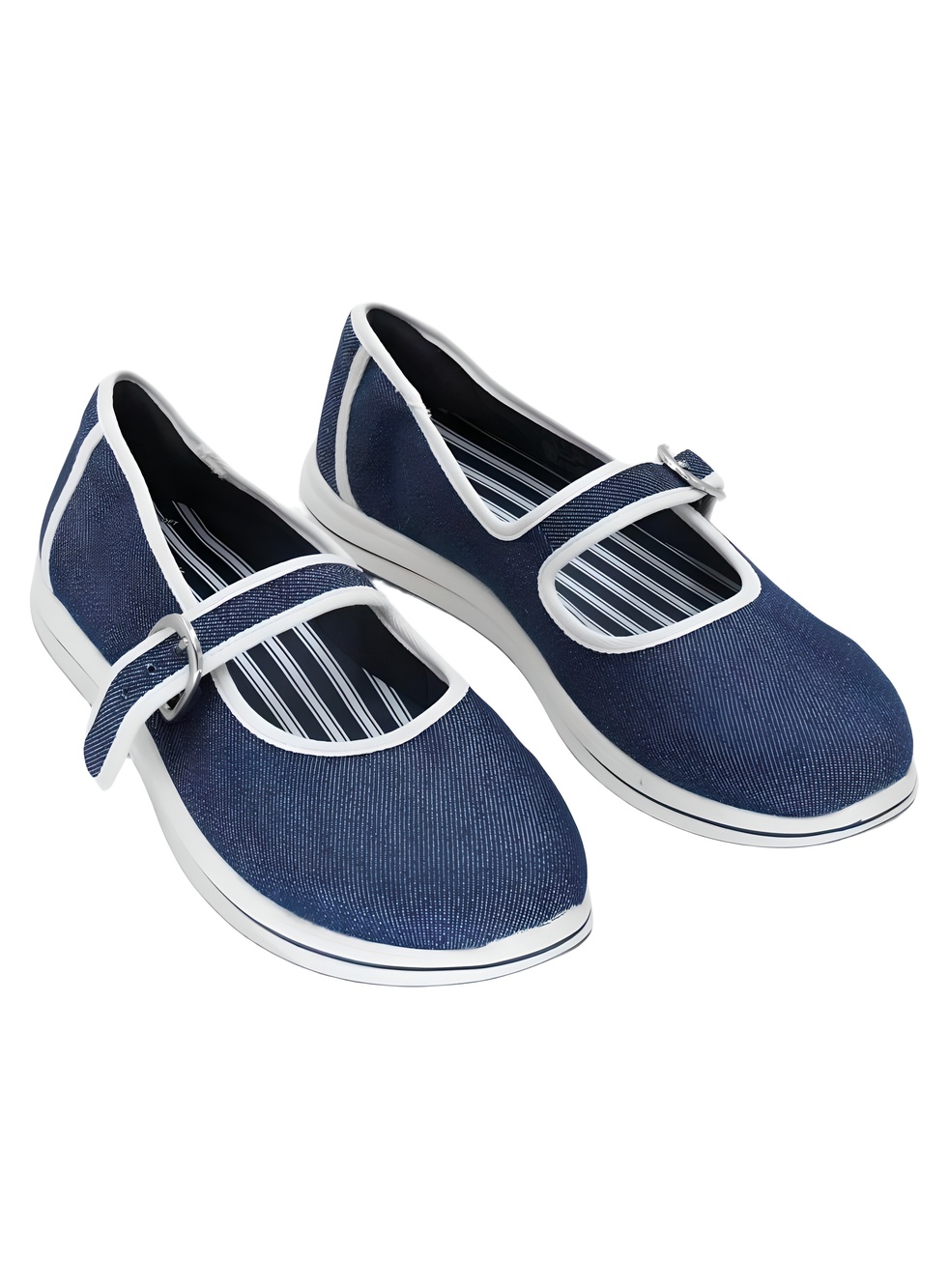 Clarks Womens Breeze Janey Navy Canvas Mary Jane Sneakers Size 9.5M
